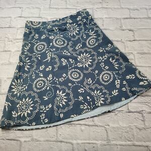 Gap Jeans Dusty Blue Floral Skirt Tile Print size 0